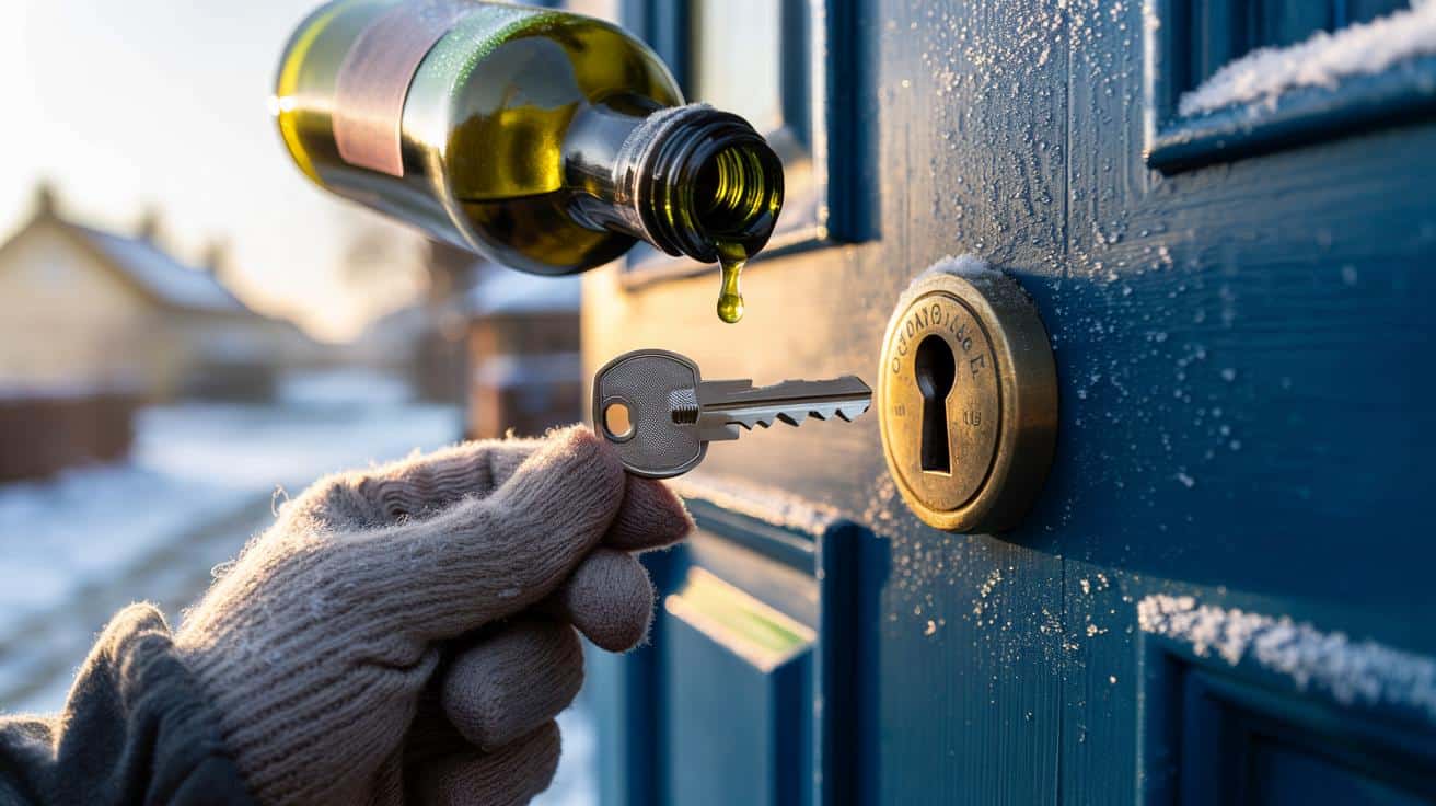 Add a drop of olive oil to your door lock to prevent it freezing solid this week.