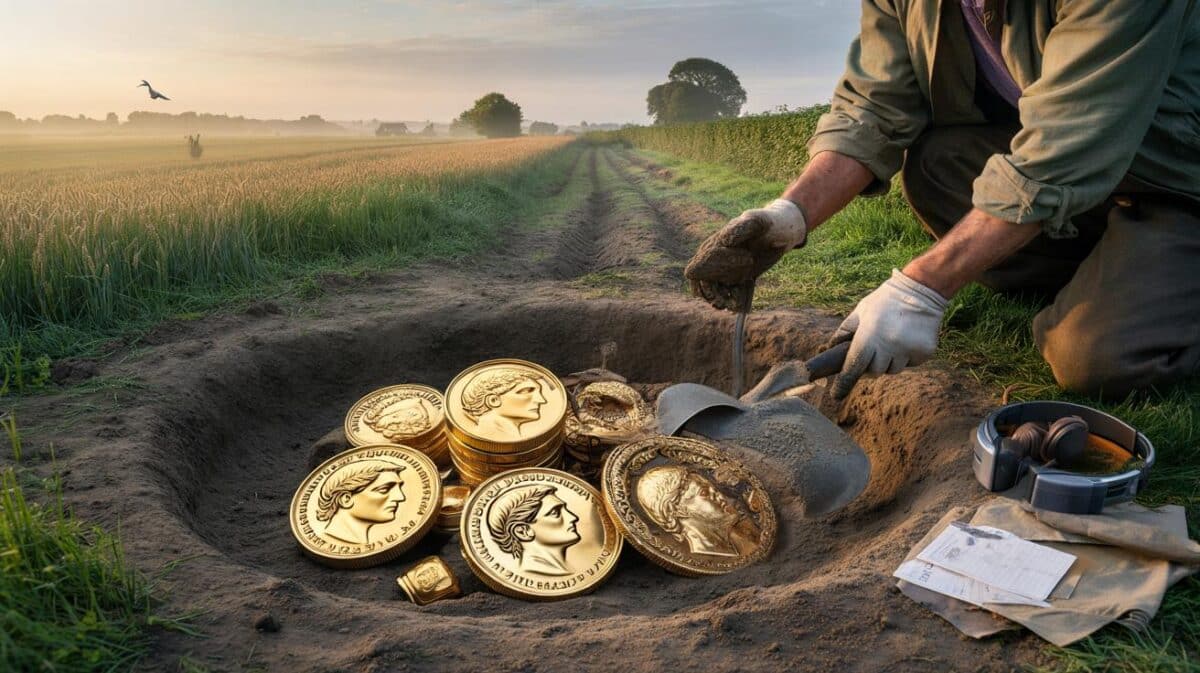 Lost Roman Gold: Amateur treasure hunter finds £500,000 hoard in a farmer's field.