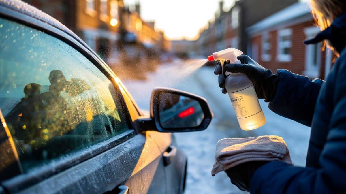 Spray your car mirrors with a vinegar-water mix to stop ice forming overnight.